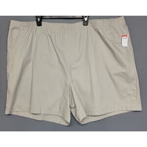 Basic Edition Chino Shorts Womens 4X Beige Pockets Elastic Waist Pull-On New